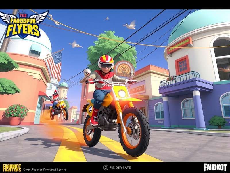 Concept art for Firozpur Flyers AR mode showing a player racing through their neighborhood using augmented reality