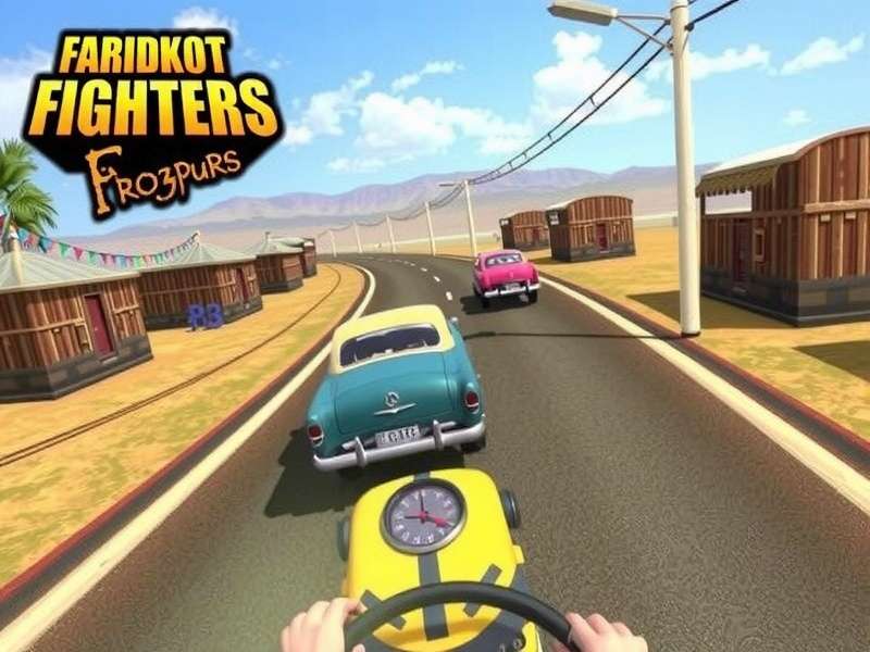 Firozpur Flyers game interface showing Indian vehicles racing on a village track