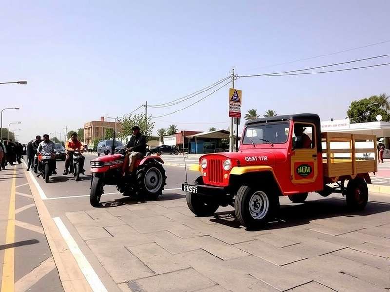 Firozpur Flyers showcasing traditional Indian vehicles like auto-rickshaw, tractor, and jeep